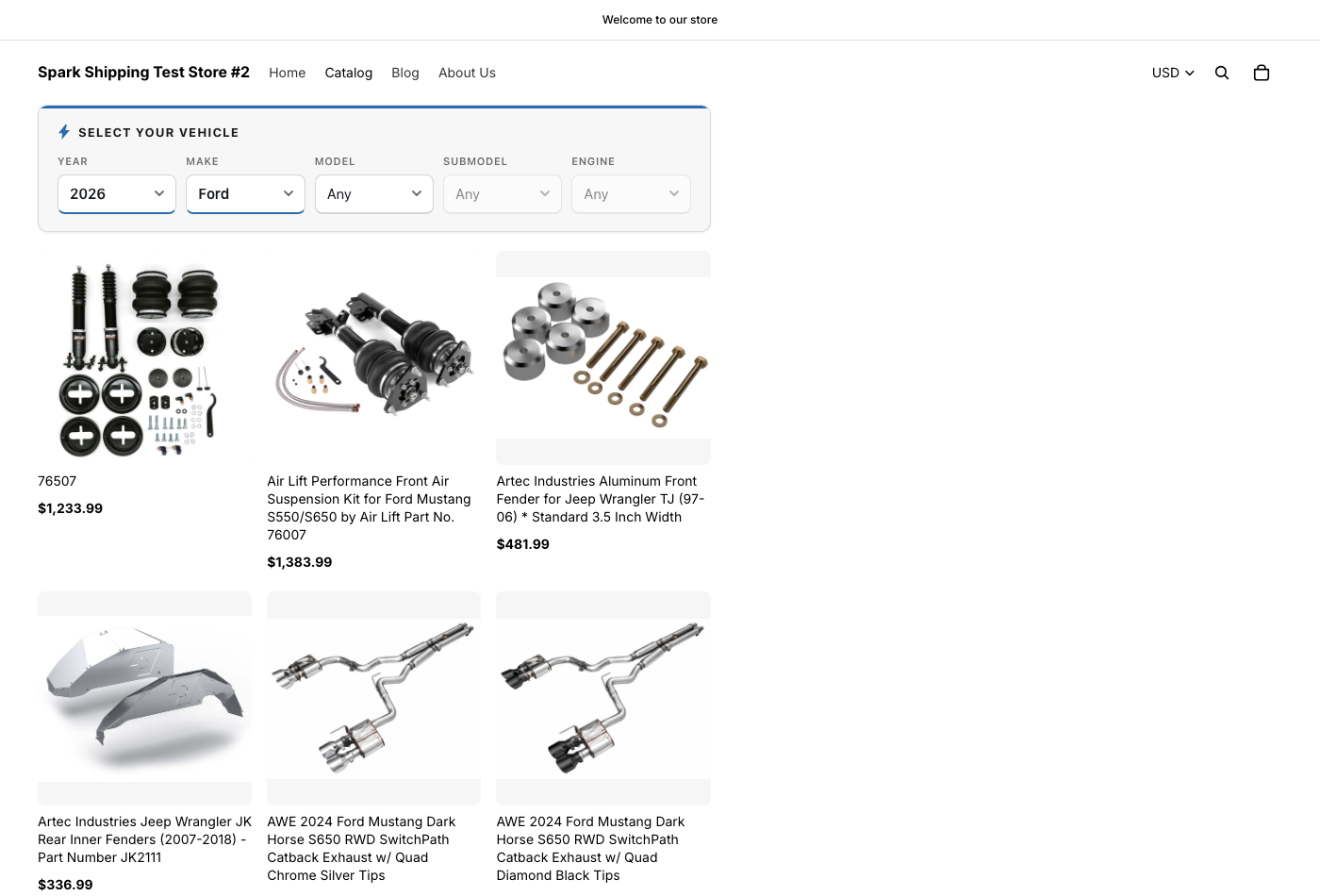 Filtered results showing only products that fit a 2026 Ford